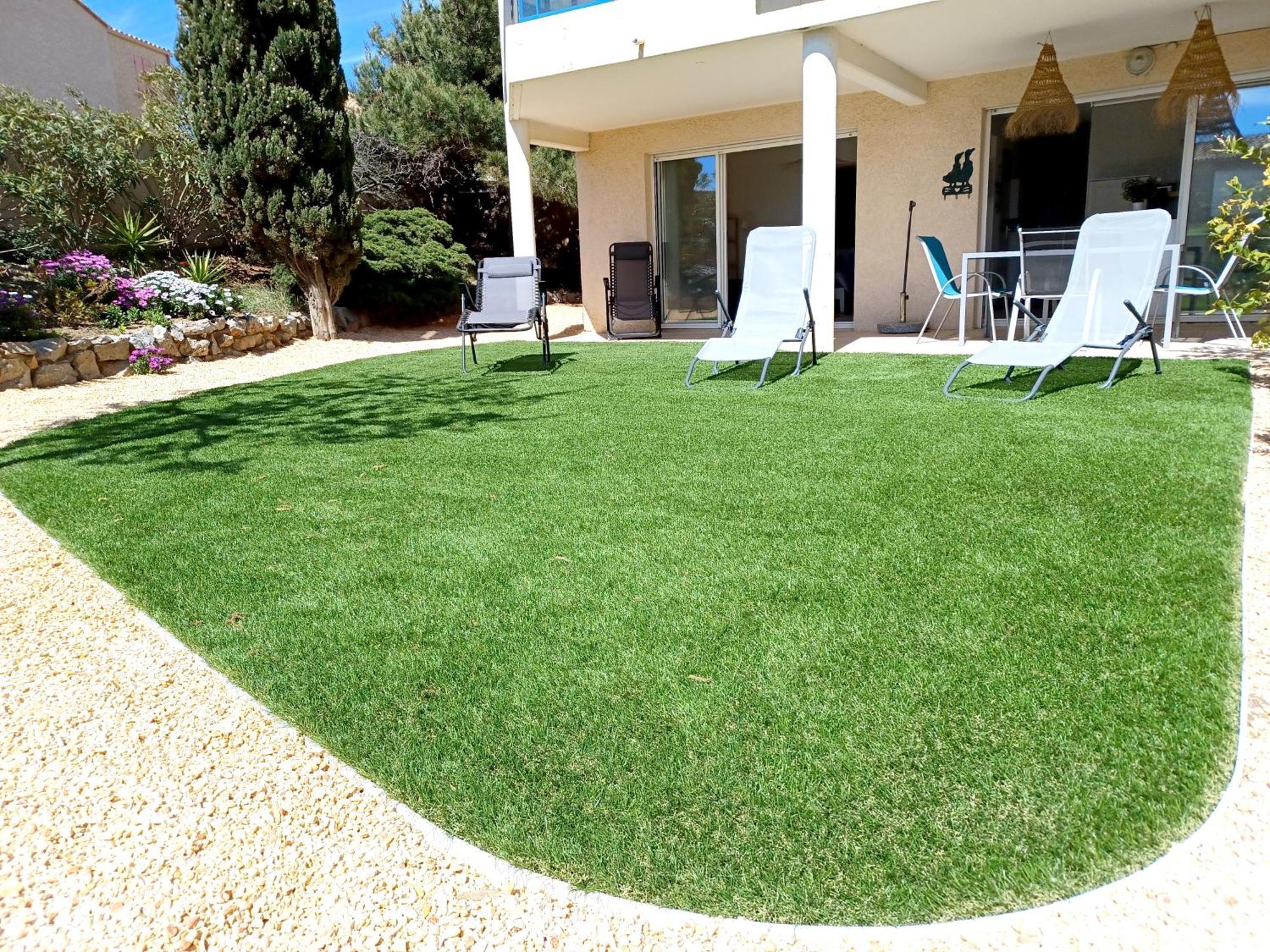Plain-Pied Jardin 6 Personnes Clim Vue Mer Parking Wifi Terrasse Piscine Dans La Residence Saint-Pierre-la-Mer  Esterno foto