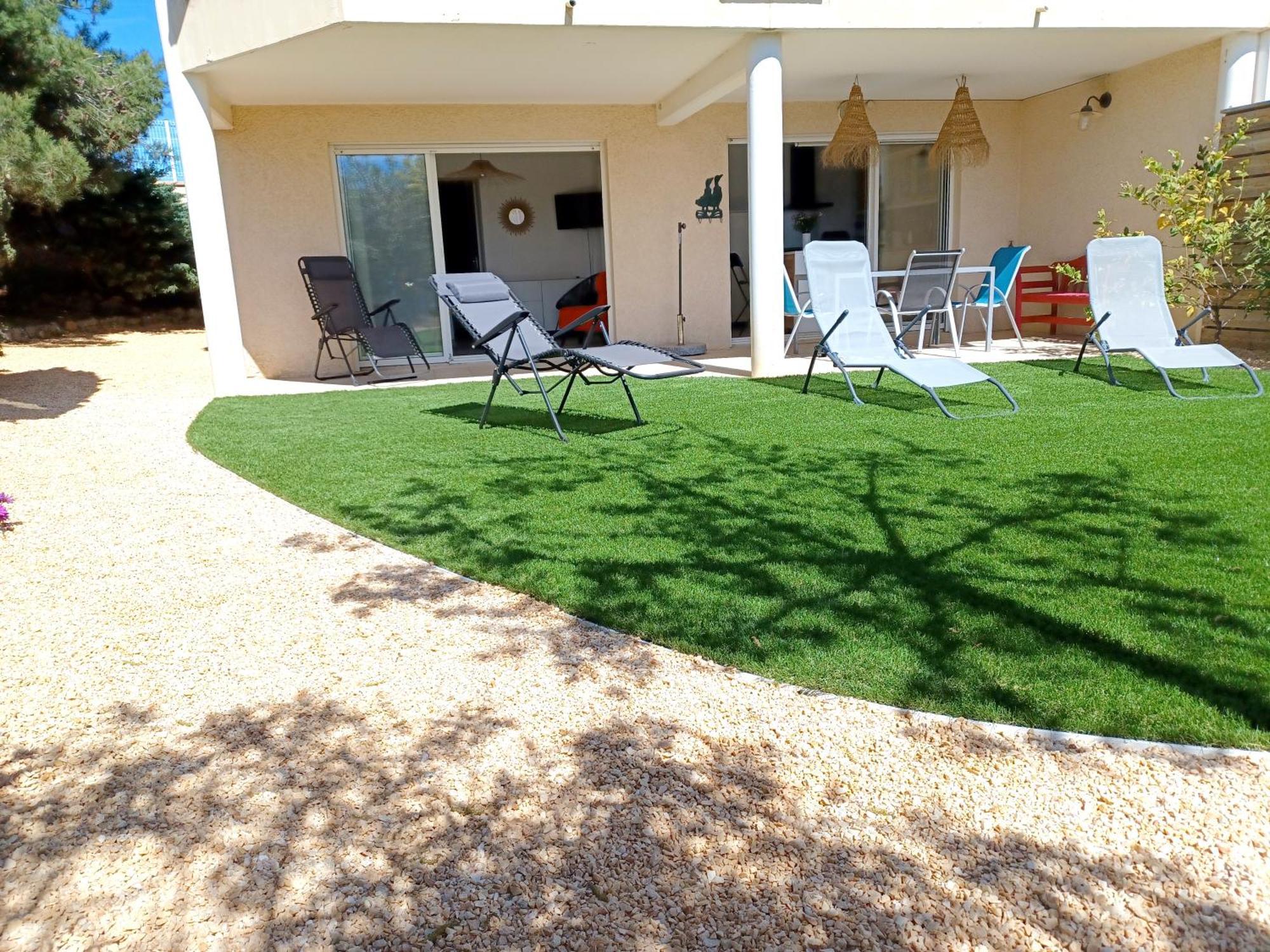 Plain-Pied Jardin 6 Personnes Clim Vue Mer Parking Wifi Terrasse Piscine Dans La Residence Saint-Pierre-la-Mer  Esterno foto